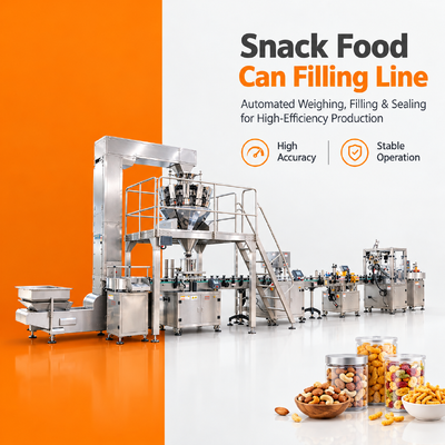 Automatic Puffed Snack Weighing Filling Machine with Can Sealing and Labeling