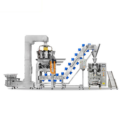 Fully automatic conveying and weighting and bag sealing system for snack food manufacturer . SUS304 machine frame