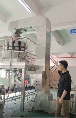 Stainless Steel Z Incline Bucket Conveyor Working With 10/14 Heads Multihead Weigher